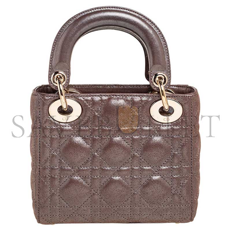 D*or metallic bronze cannage leather mini chain lady (17*15*7cm)